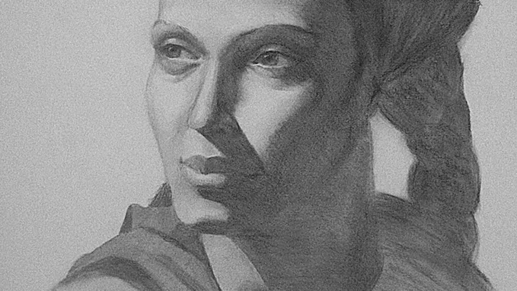 Woman’s Portrait in Charcoal